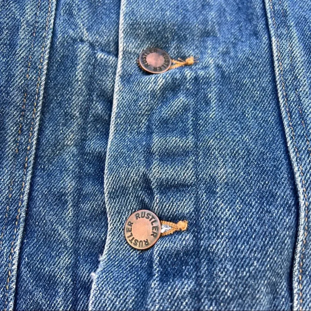 Vintage 70s Rustler denim jean trucker jacket XL